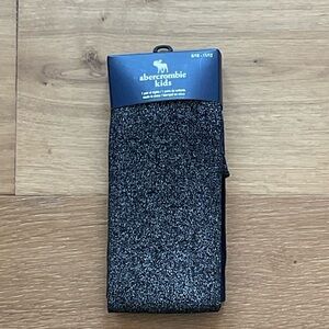 NWT Abercrombie Kids Tights Silver & Black Metallic Sparkly Glitter M/L Girls